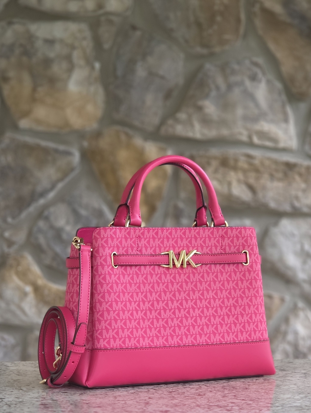 Michael Kors Reed Logo Large Pink Satchel
